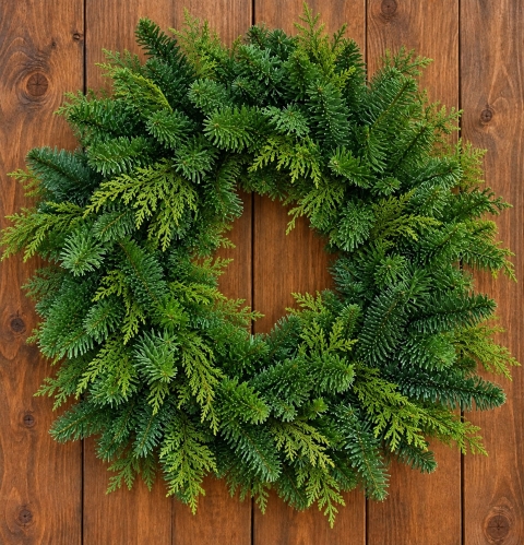 14 inch mixed noble and cupress  clamp wreath
