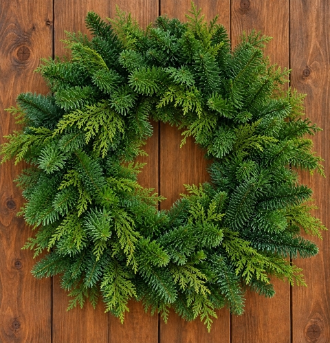 18 INCH mixed noble + cupress clamp wreath