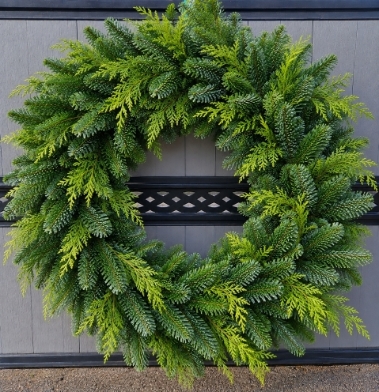 3ft noble + cupress clamp wreath